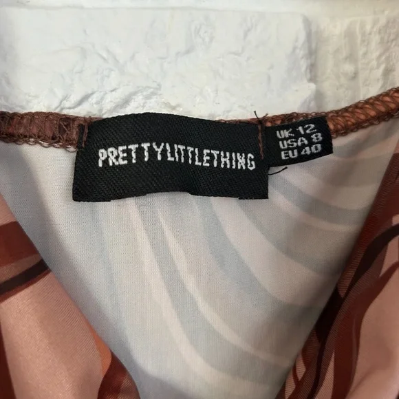 Brown Swirl/ Marble Print Mesh Ruched Midi Dress (size 8) - Picture 7 of 7